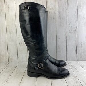Frye 150 Year Black Leather Veronica Engineer Tall Riding Buckle Boot Size 9.5